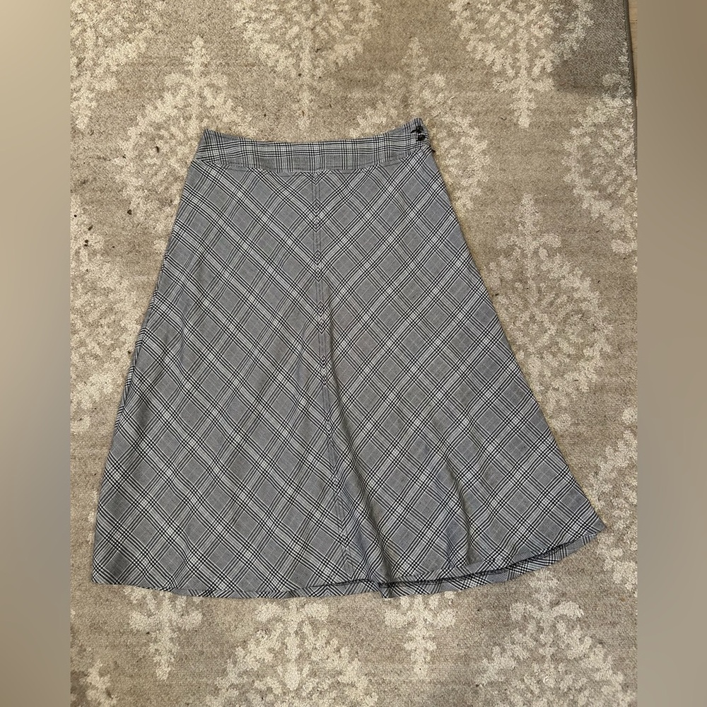 East 5th Grey And White A Line Plaid Skirt Size 12